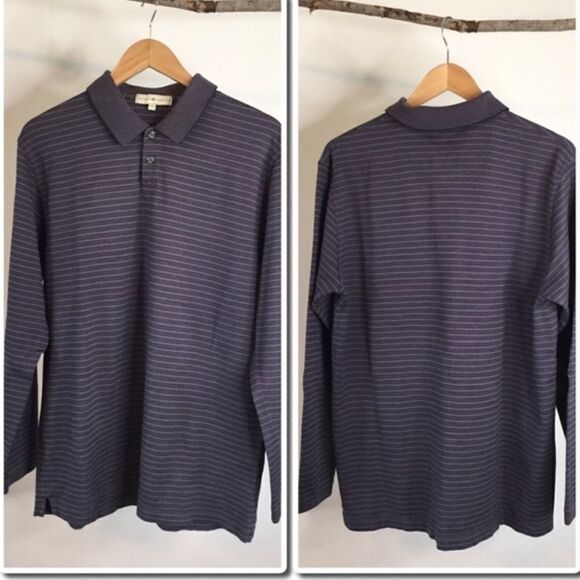 Joseph Abboud Striped Polo Shirt Long Sleeve - Picture 1 of 7